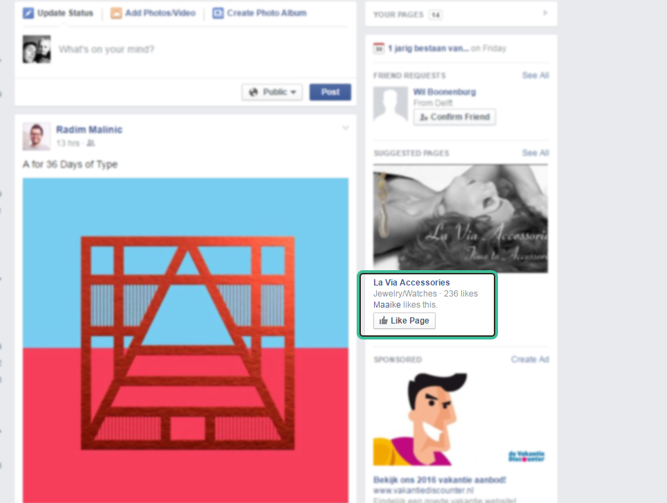 Facebook ad sociale context
