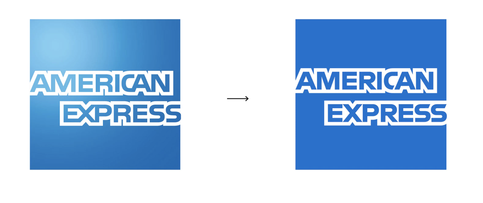 american express logo voor en na
