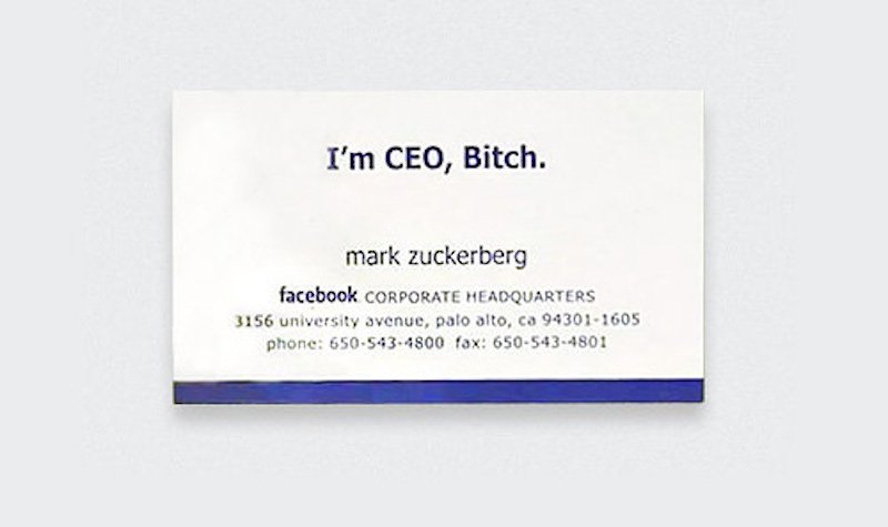 Mark Zuckerberg vistitekaartje