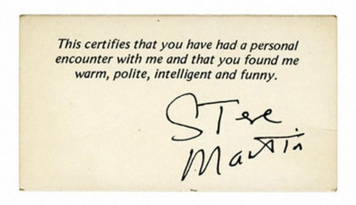 Steve Martin visitekaartje